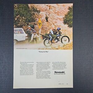 1974 Kawasaki Paving The Way Let The Good Times Roll Vintage Print Ad Bear‎ Lake